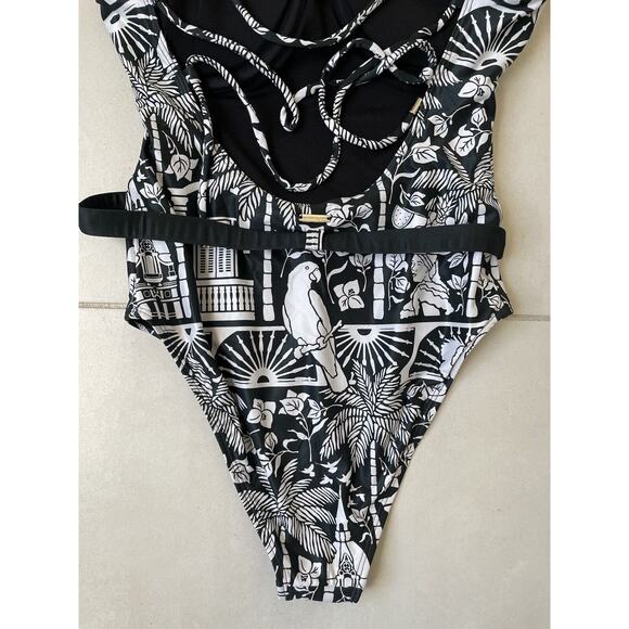 Kenny Flowers Swim One Piece Swimsuit Belted The Medellin Bird Swimwear - Picture 9 of 12